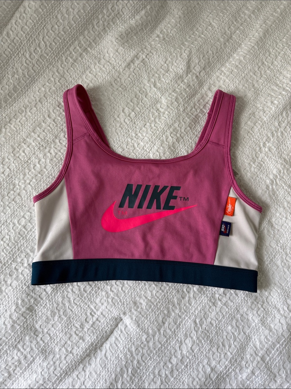 Nike Women's Magenta & Navy Logo Crop Bikini Top